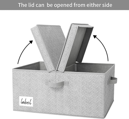 GRANNY SAYS Fabric Storage Bin with Lid, Decorative Storage Box with Label, Extra Large Storage Baskets, Closet Organizer, Memory Keepsake Box, Gray, 1-Pack