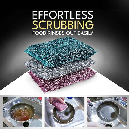 Sponges for Kitchen (30 Pcs Pack) - Non Scratch Scrubbers for Cleaning Dishes - Best Dish Sponge Scrub Pads for Dishwashing & Washing - Household Scrubber Supplies & Tool for Pots, Pans, Sink