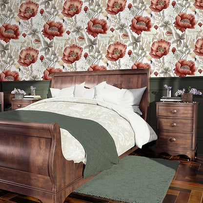 Jeweluck Floral Peel and Stick Wallpaper Boho Floral Contact Paper 16.9inch x 118.1inch Vintage Flowers Wall Paper Botanical Self Adhesive Removable Wallpaper for Bathroom Bedroom Waterproof Vinyl