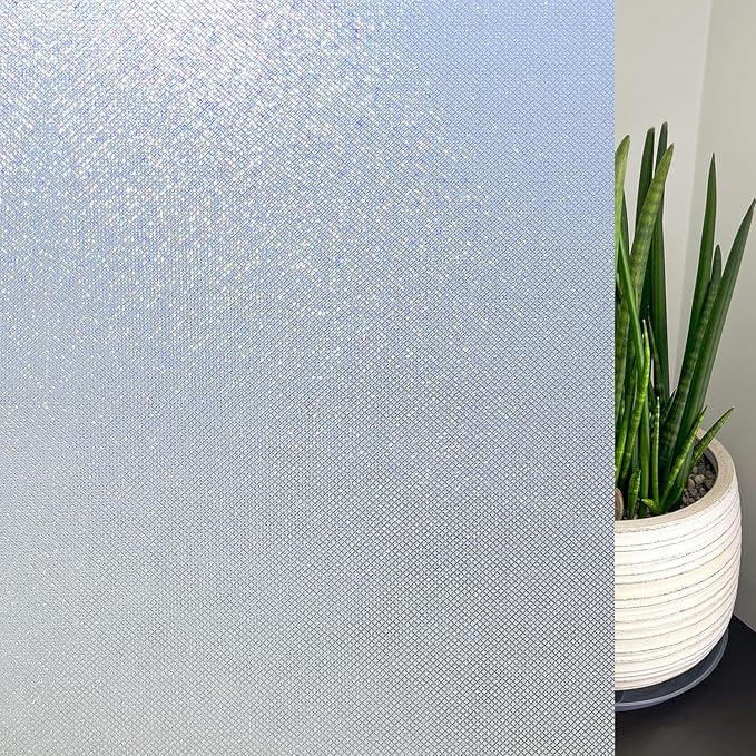 KESPEN Frosted Window Privacy Film Heat Control UV Sun Blocking Glass Stickers Static Cling Non Adhesive Door Coverings Decals for Bathroom Home Office, Sparkling, 35.4 Inch X 13.1 Feet