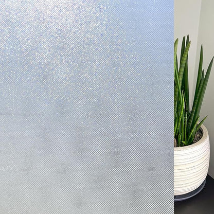 KESPEN Frosted Window Privacy Film Heat Control UV Sun Blocking Glass Stickers Static Cling Non Adhesive Door Coverings Decals for Bathroom Home Office, Sparkling, 35.4 Inch X 13.1 Feet