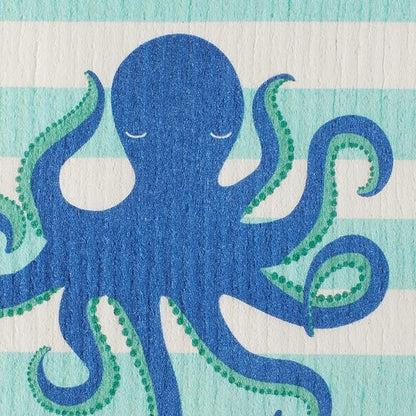 DII Swedish Dishcloths for Kitchen & Cleaning, Reusable, Machine Washable & Dishwasher Safe, Biodegradable, 7.75 x 6.75, Octopus, 3 Piece