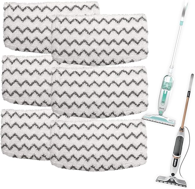 6 Pack Shark Steam Mop S1000 S1000A S1000C S1000WM S1001C Pads Set Washable Replacement Microfiber Mop Pads…