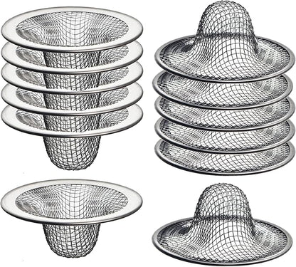 12 Pack - 2.125" Top / 1" Basket- Mesh Sink Drain Strainer Hair Catcher for Bathroom Sink, Utility, Slop, Laundry, RV and Lavatory