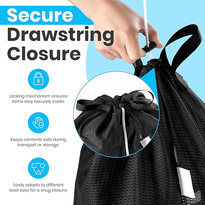 Handy Laundry Mesh Laundry Bag 24 x 36 Inches - Extra Large Heavy Duty Bag with Handles & Shoulder Strap, Breathable, Machine Washable for Dorm, Travel, Bedding & Storage - Black