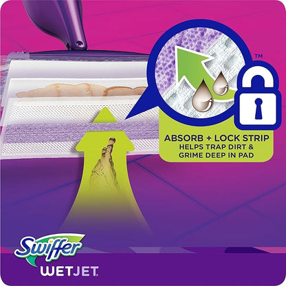 Swiffer WetJet Hardwood Floor Cleaner Spray Mop Pad Refill, Bathroom Cleaning Supplies, Hardwood Floor Cleaner, Multi Surface, 24 Count (Pack of 2)