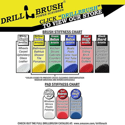 Drill Brush Power Scrubber - Outdoor Cleaning - Stiff Bristle Deck Brush - Concrete Scrub Brush - Bathroom Cleaning - Scrub Pad Attachments for Cordless Drill - Shower Cleaner - Glass Shower Doors