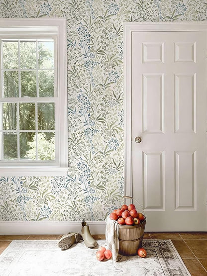 Heroad Floral Wallpaper Yellow Peel and Stick Wallpaper Boho Floral Contact Paper for Cabinets Drawer Liner Waterproof Removable Self Adhesive Thicken Decoration Wall Paper for Walls 17.3''x78.7''