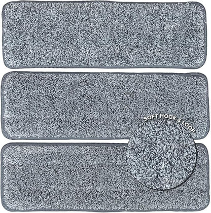 Micro Flat Mop 3-Pack Mop Replacement Head Refills - Microfiber Cleaning Pad - Use Wet or Dry - Reusable and Machine Washable Floor Mop Pads (3-Pack)