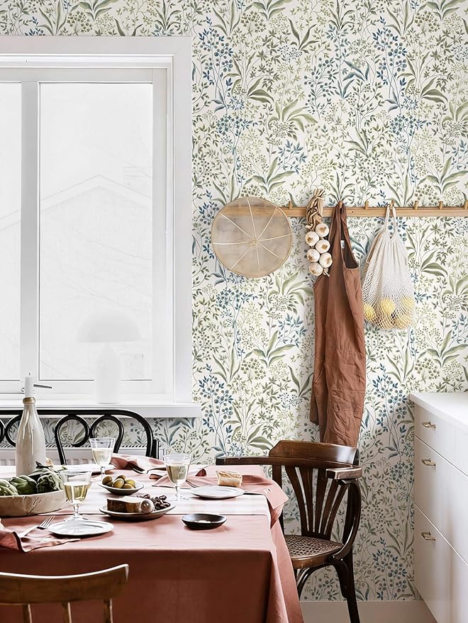Heroad 17.3''x393'' Floral Wallpaper Yellow Peel and Stick Wallpaper Boho Floral Contact Paper for Cabinets Drawer Liner Waterproof Removable Self Adhesive Thicken Decoration Wall Paper for Walls