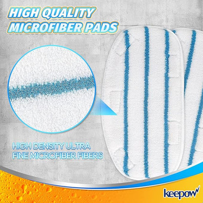 KEEPOW Steam Mop Pads Compatible with PurSteam Steam Mop Cleaner 10-in-1/ThermaPro 211, Washable/Reusable Microfiber Replacement Mopping Pads, 5 Pack