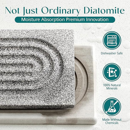 Stone Kitchen Sink Faucet Mat, Premium Upgraded Diatomite Drying Stone Mat & Sink Protector Splash Guard - Prevent Moisture Drying Stone Tray for Kitchen Counter (23.6" x 3.9", Dishwasher Safe)