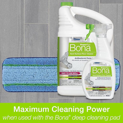 Bona PowerPlus Multi-Surface Floor Deep Cleaner Spray - 32 fl oz - Refillable - Antibacterial Floor Cleaning Solution for Stone, Tile, Laminate, and Vinyl Floors