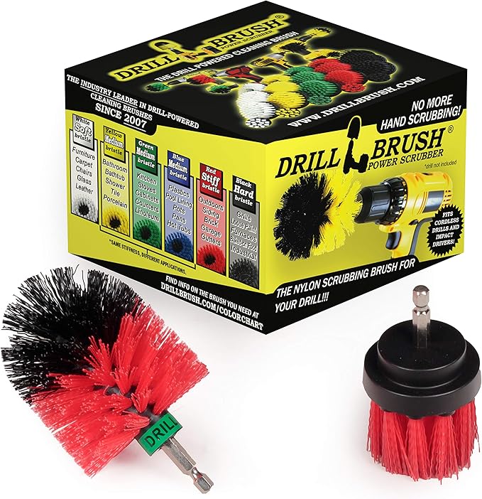 2 Piece Outdoor Cleaning Scrub Brushes - Siding Cleaning Brush Set - Brick and Stone Scrubbing Tools Set - Fireplace Cleaning Brushes - Deck and Patio Scrubbing Tools - Gutter Cleaning Tools for Home