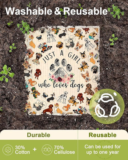 Swedish Dishcloths for Kitchen - 5 Pack Reusable Dish Cloths for Washing Dishes Absorbent Cute Funny Kitchen Towels Cleaning Sponge, Little Puppy