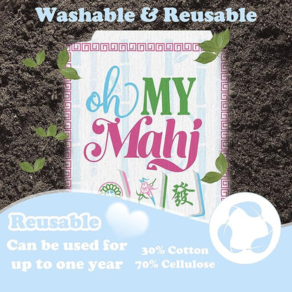 Mahjong Swedish Dishcloths for Kitchen, 6 Pack Mah Jongg Cocktail Swedish Dish Cloths for Washing Dishes, Reusable Washable Absorbent Dish Towels for Home Kitchen Cleaning Quick Drying