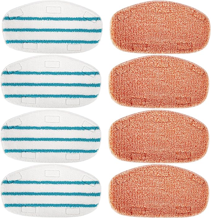 8 Pack Steam Mop Replacement Pads Compatible with PurSteam Steam Mop Cleaner 10-in-1, 4 Upgraded Ultra Cleaning Pads and 4 Microfiber Steamer Washable Reusable Pads Replacement