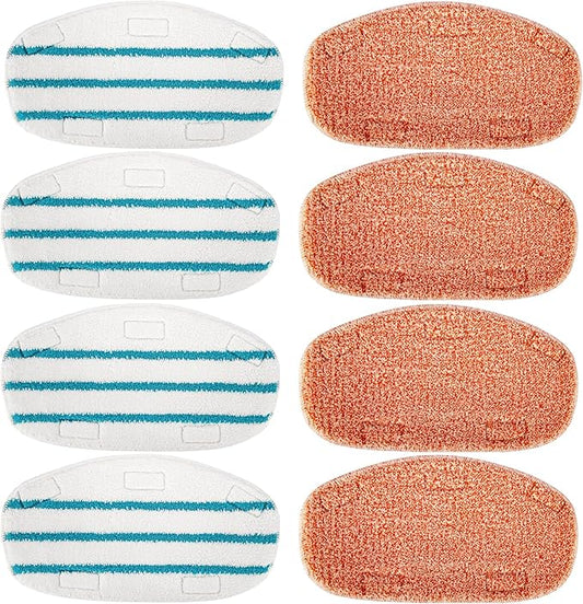 8 Pack Steam Mop Replacement Pads Compatible with PurSteam Steam Mop Cleaner 10-in-1, 4 Upgraded Ultra Cleaning Pads and 4 Microfiber Steamer Washable Reusable Pads Replacement