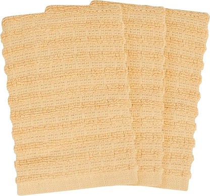 Ritz Royale Collection 100% Combed Terry Cotton, Highly Absorbent, Kitchen Dish Cloth Set, 13-3/4" x 12", 3-Pack, Solid, Straw