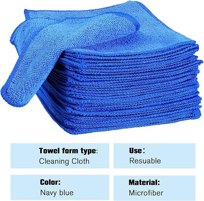 Tanlade Microfiber Cleaning Cloth 6"x6" Cleaning Rags Reasonable Kitchen Towels Microfiber Towels Cars Wash Dry Erase Cloth(Blue, 30 Pcs)