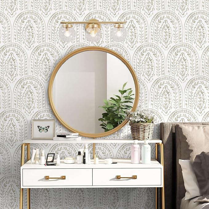 EeeComing Boho Peel and Stick Wallpaper Modern Wall Paper Peel and Stick Removable Contact Paper Self Adhesive Wallpaper for Bedroom and Bathroom Cabinet Shelf Liner Vinyl 393.7 "x17.3