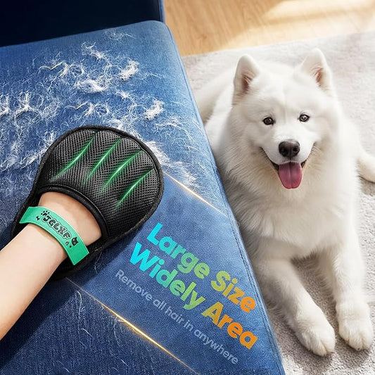 Upgraded Pet Hair Removal Glove for Dogs & Cats, Electrostatic Five-Finger Hair Remover for Furniture, Couch, Carpet, Clothing& Car Seat, 2Pcs Reusable Magic Brush Pet Hair Remover Tool (Black)