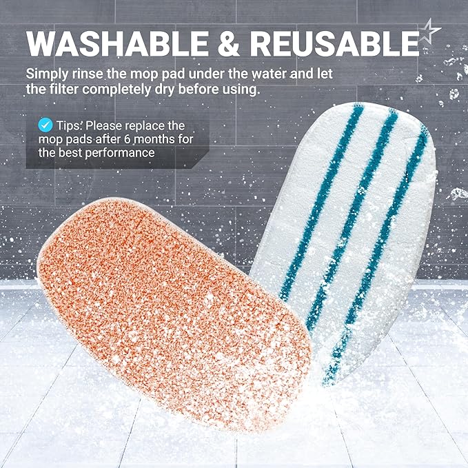 BlueStars 8 Pack Steam Mop Replacement Pads - Compatible with PurSteam ThermaPro 10-in-1 Steam Mop – 4 Microfiber Steam Scrub Pads & 4 Soft Cleaning Pads, Washable and Reusable Pads Replacement
