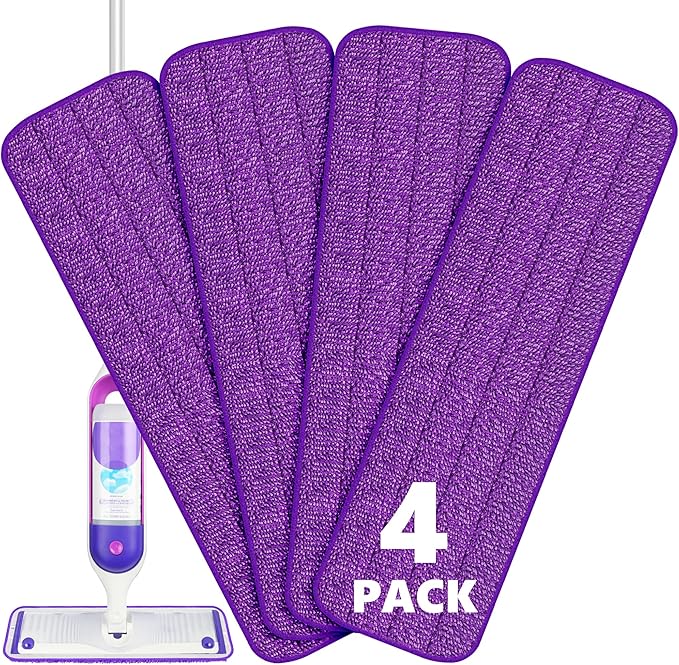 BPAWA 4X Reusable Pads Compatible with Swiffer PowerMop, 15" Microfiber Power Mop Replacement Refills Spray Mop Heads Washable Pad Dry Wet Mopping or Floor Cleaning