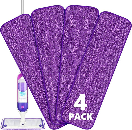 BPAWA 4X Reusable Pads Compatible with Swiffer PowerMop, 15" Microfiber Power Mop Replacement Refills Spray Mop Heads Washable Pad Dry Wet Mopping or Floor Cleaning