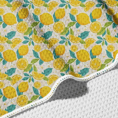Waffle Microfiber Lemon Kitchen Towels - Quick Dry, Absorbent, Reusable Cleaning Dish Towels, Lightweight Tea Towels & Hand Towels, Sustainable Decorative Cloth Dish Towels,30x18 Inches