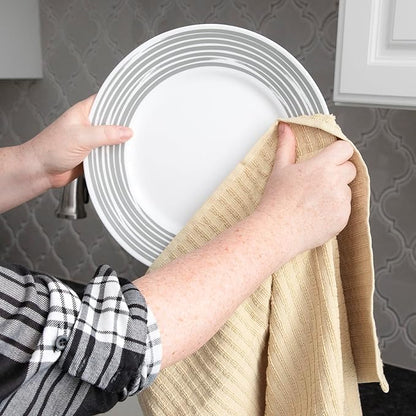 Ritz Royale Collection 100% Combed Terry Cotton, Highly Absorbent, Oversized, Kitchen Towel Set, 28" x 18", 2-Pack, Solid Latte Brown