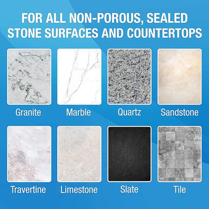 MiracleSpray for Granite & Stone, Clean, Protect, Polish Stone, Marble, Quartz, Slate, Tile, Laminate Surfaces in Kitchen and Bathroom - 16 Fl Oz