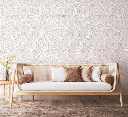EeeComing Pink Peel and Stick Wallpaper Boho Wall Paper Peel and Stick Modern Contact Paper Self Adhesive Wallpaper for Bedroom and Bathroom Removable Cabinet Shelf Liner Vinyl 17.3”X118.1”