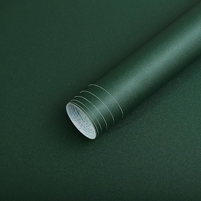 HeloHo 118"X15.7" Solid Green Wallpaper Matte Textured Peel and Stick Wallpaper Self Adhesive Removable Wall Paper Waterproof Contact Paper for Living Room Bedroom Decor