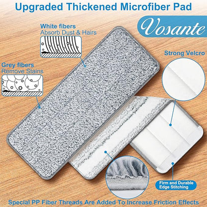 2pcs Microfiber Mop Pads, Mop Head Replacement for Joymop, Mop Pads Washable Microfiber, Flat Mop Spray Mop Replacement Pads for Universal 13” Inch Flat Mop, Reusable Mop Pads, Cleaning Accessories