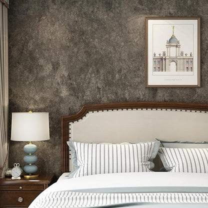 3yecao 31"×354" Big Roll Large Size Extra Wide Thick Dark Brown Tan Grey Concrete Wallpaper Peel and Stick Vinyl Waterproof Glossy Charcoal Taupe Gray Concrete Cement Contact Paper for Bedroom Walls