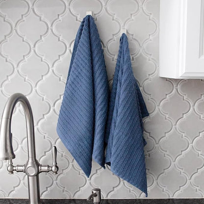 Ritz Royale Collection 100% Combed Terry Cotton, Highly Absorbent, Oversized Kitchen Towel Set, 28" x 18", 2-Pack, Solid, Federal Blue