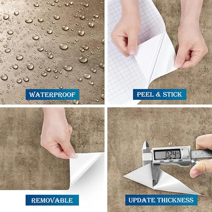 FunStick Brown Concrete Wallpaper Peel and Stick Textured Grunge Metallic Accent Wall Paper for Bedroom Bathroom Self Adhesive Removable Concrete Contact Paper for Walls Countertops Waterproof 15.8x80
