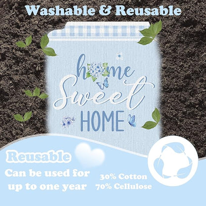 Swedish Dishcloths for Kitchen, 6 Pack Spring Summer Hydrangea Floral Kitchen Towels, Non-Scratch Swedish Dish Cloths Reusable Paper Towels Super Absorbent Cellulose Sponge Cloths