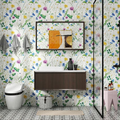 GloryTik Floral Peel and Stick Wallpaper,Modern Garden Removable Self Adhesive Waterproof Nursery Contact Paper for Bedroom Bathroom Cabinets Decor Vinyl 17.3" X 120"