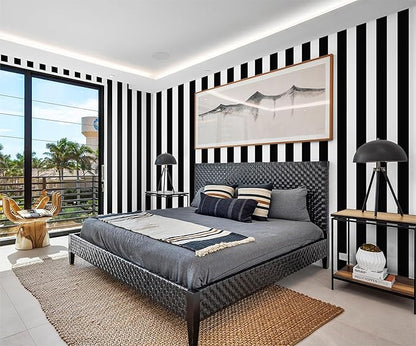 Guvana 472.4"x17.7" Striped Peel and Stick Wallpaper Black and White Self-Adhesive Wallpaper Removable Contact Paper Waterproof Wall Paper for Livingroom Cabinets Shelves Drawer Liner Decor Vinyl Roll