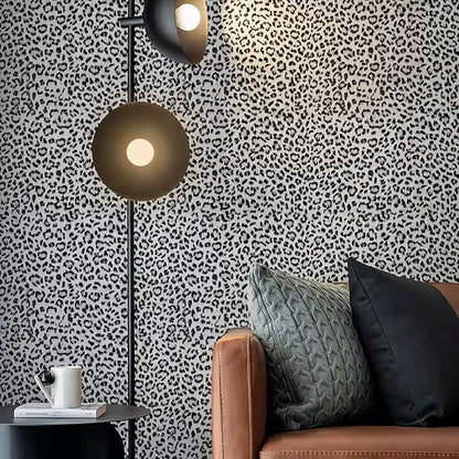 Leopard Print Peel and Stick Wallpaper, Waterproof Removable Self Adhesive Textured Wall Paper, Black and White Unique Funky Cheetah Contact Paper for Bedroom and Bathroom 480"X17.3"(57.6 sq. ft)