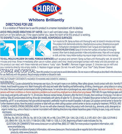 Clorox Plus Tilex Mold and Mildew Remover with Bleach, Spray Bottle, 32 Fluid Ounces, Unscented, Pack of 3
