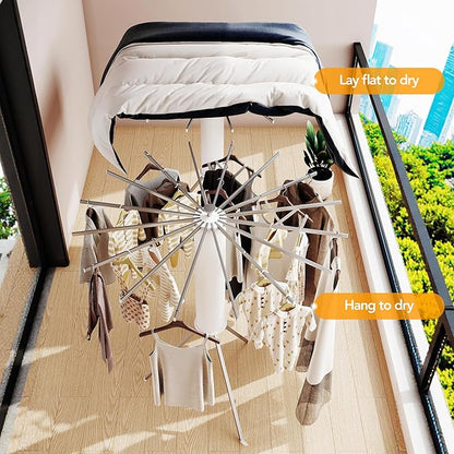 Clothes Drying Rack,Drying Rack Clothing,Laundry Drying Rack,Floor Standing,16 Aluminium Poles,Collapsible,Retractable,Foldable,Folding Laundry Rack