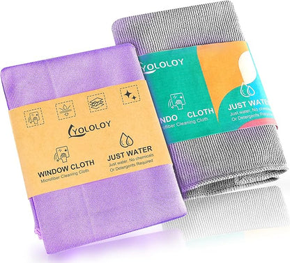 Window & Enviro Cleaning Cloth Kit (Purple & Grey) - Streak-Free With Just Water, Purple Window Cloth Cleans Smooth Surfaces, While Grey Cloth Is Suitable For Most Items. Reusable & Machine Washable.