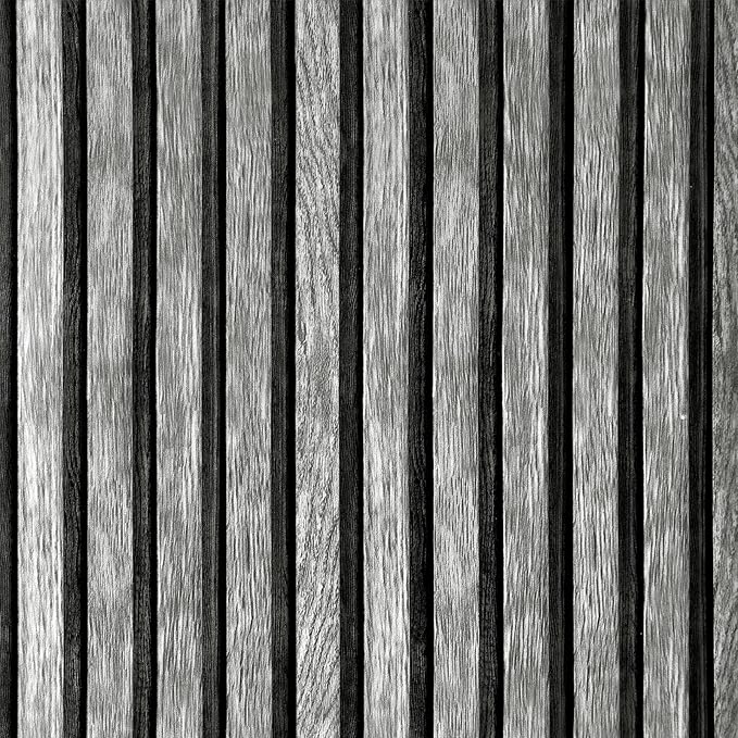 Yun-aeon Natural Wood Peel and Stick Wallpaper Grey Wood Slats - 17.3"x 120" Self-Adhesive Waterproof Vinyl Removable Wall Paper for Wall Decor Bedroom