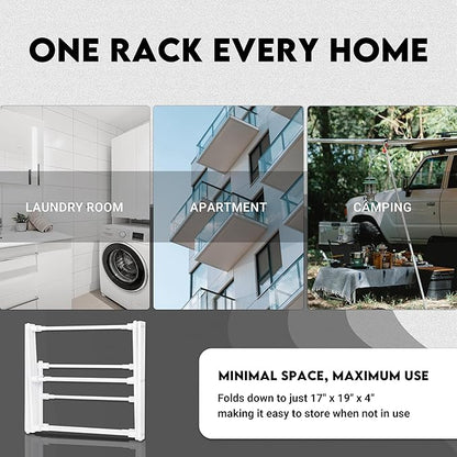 2026 Enhanced Clothes Drying Rack | Foldable Drying Rack Clothing for Laundry | Small Collapsible Portable Dryers for Laundry | Use for Indoor & Outdoor | White 37.5"x29"x12"
