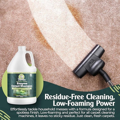 Sprinkle & Sweep: Enzyme Carpet Shampoo - 1 Gal, Deep Cleaning Pet Stain & Odor Remover, Dog Cat Mess-Urine-Accident Solution, All Machine Compatible