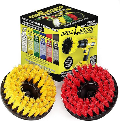 Bathroom Accessories - Bath Mat - Drill Brush Set - Power Scrubber Two Brush Kit - Floor Scrubber - Grout Cleaner - Pool Brushes - Hard Water Stains, Calcium, Mineral Deposits, Soap Scum, Rust Stains