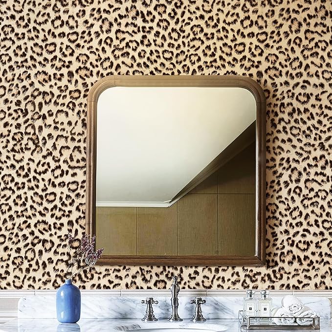 HueBurst Leopard Peel and Stick Wallpaper 17.3"x240" Cheetah Contact Paper Self Adhesive Brown Wallpaper Removable Waterproof Art DIY Wall Paper for Bedroom Living Room (28.8sq.ft.)